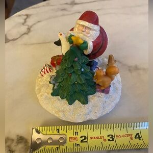 Festive Santa and Tree Holiday Figurine/Candle Topper